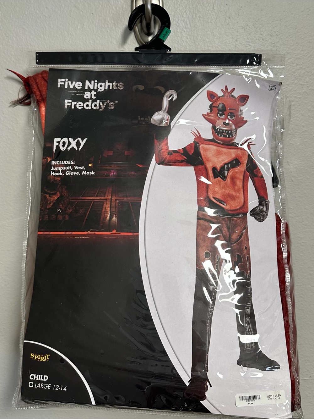Five Nights at Freddy's Foxy Costume Child Large 12-14 Spirit Halloween complete